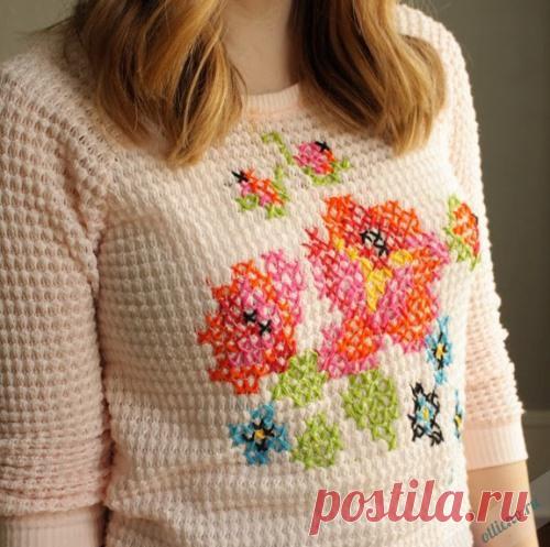 Вышивка на одежде: украшаем свитер | Отлично! Школа моды, декора и актуального рукоделия