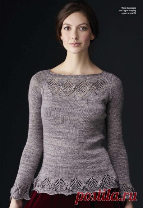 Джемпер спицами с ажурной каймой Marcasite