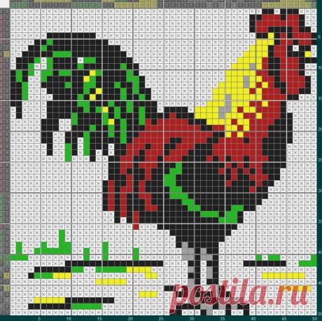 #рисункипоклеточкам #схема #вышивка #досуг #японскиекроссворды #киберкрот #цветные #петух

Автор рисунка: И. Половцева (г. Ростов-на-Дону) 
Сборник цветных як №40, 2017 кроссворд №9