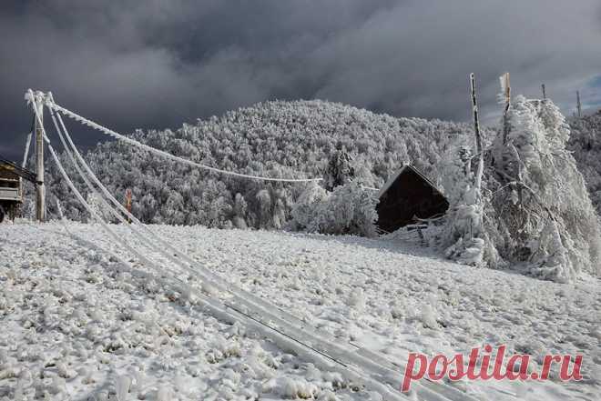 9 фото словенской горы после экстремальной снежной вьюги