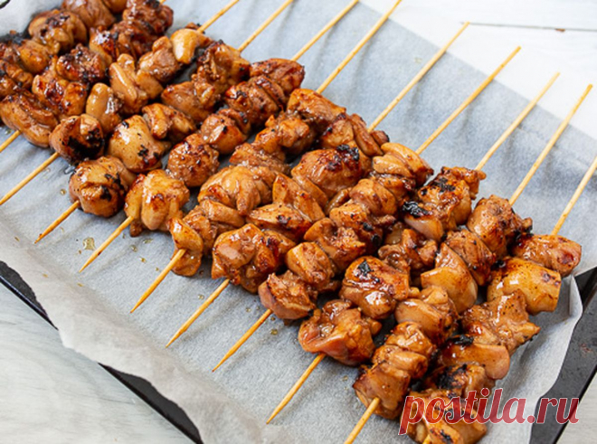 Фото пошагово на Вкусном Блоге. Рецепт куриных шашлычков терияки на сковороде,  на гриле, в духовке БЕЗ маринования. На противень и доводим до готовности в духовке при 180 ≈ 7-10 мин