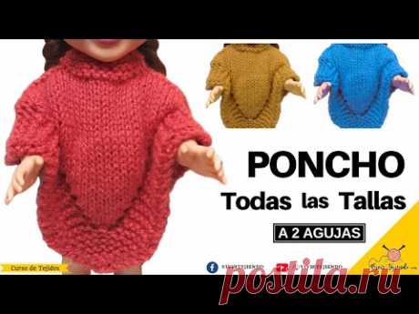 🌈 Tejidos a DOS AGUJAS 👘 PONCHO Paso a Paso con Punto Jersey -Todas las Tallas