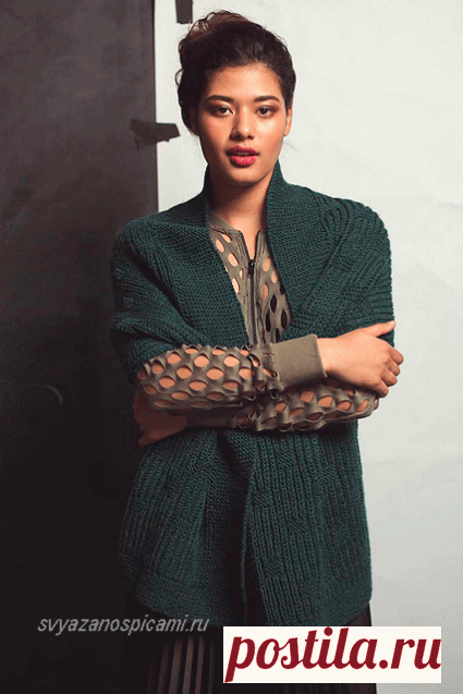 Кардиган-конверт вязанный спицами