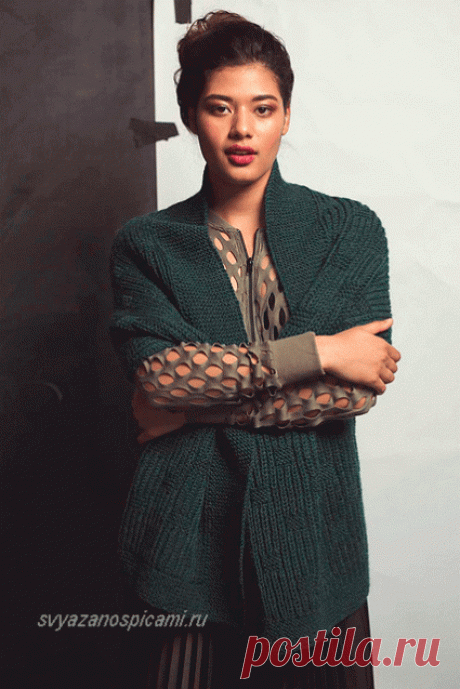 Кардиган-конверт вязанный спицами