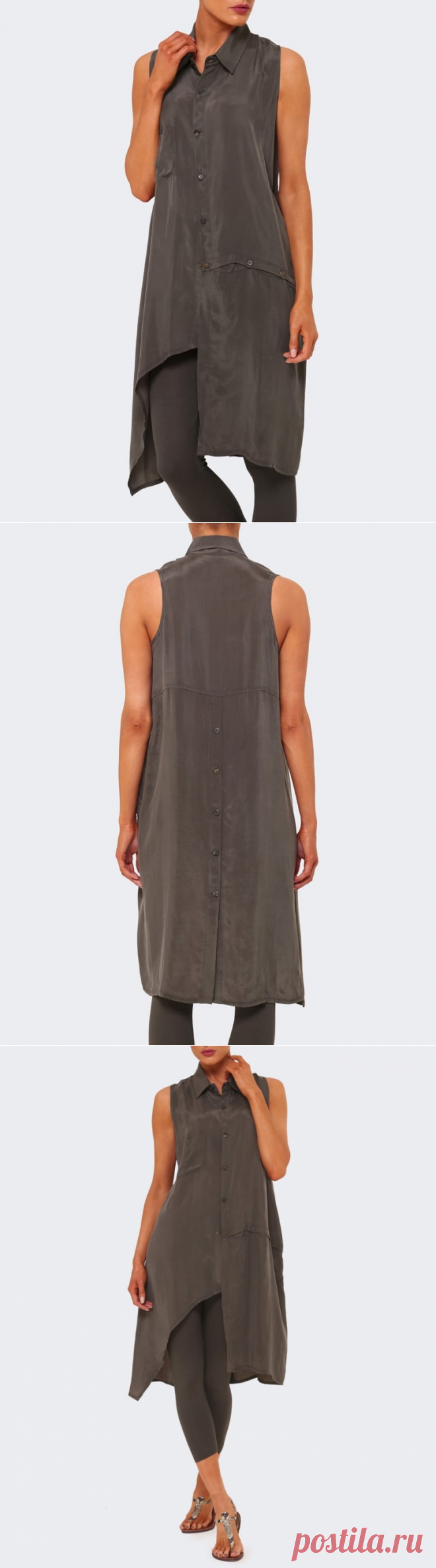 Crea Concept Cupro Sleeveless Shirt Dress | Jules B