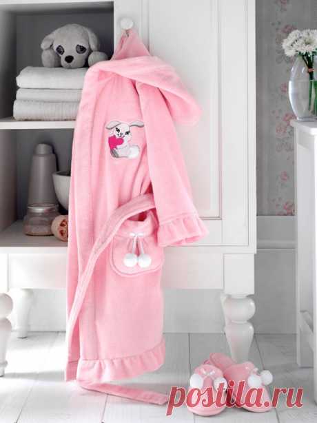 Купить Халат детский махровый для девочки с тапочками BUNNY БАННИ Soft Cotton (Турция) розовый