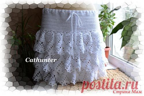 Вязаная крючком юбка с оборками