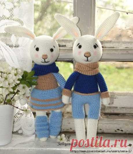 Вязаные зайки. Описание.
Автор: Екатерина Зайцева