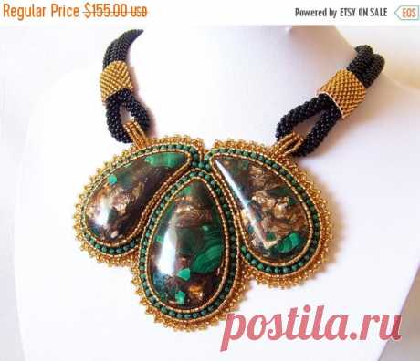15% SALE Statement Beadwork Bead Embroidery Pendant от lutita