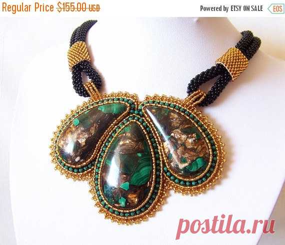15% SALE Statement Beadwork Bead Embroidery Pendant от lutita
