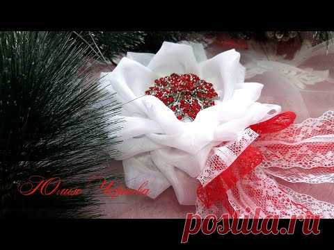 ПОДВЕСКИ НА ЕЛКУ ИЗ ТКАНИ//ЦВЕТЫ ИЗ ВУАЛИ (ШИФОНА)//ЭЛЕГАНТНЫЙ НОВОГОДНИЙ ДЕКОР СВОИМИ РУКАМИ