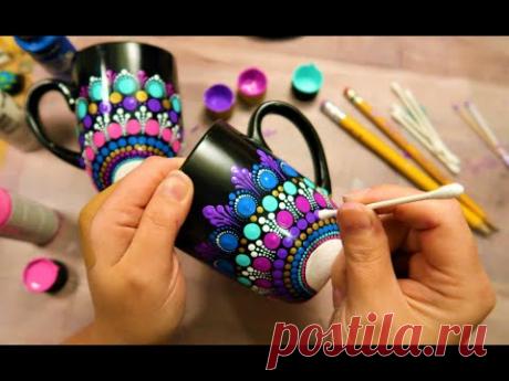 EASY Dot Mandala MUG Painting Using ONLY Qtip Toothpick Pencil | How To Lydia May