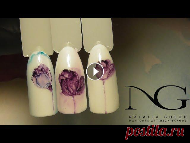Весенний маникюр. Дизайн ногтей тюльпан/Spring manicure.Tulip in watercolor technique

вышивка лентами картины