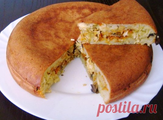 Заливной пирог в мультиварке с грибами | ГОТОВИМ ВКУСНО И ПО-ДОМАШНЕМУ