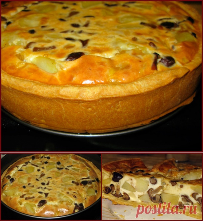 Киш с грибами и картошкой