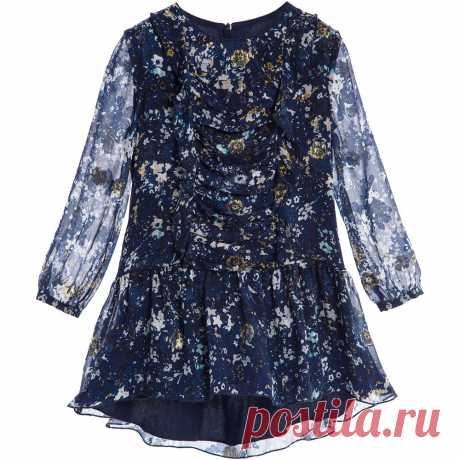 Chloé - Navy Blue Chiffon Dress | Childrensalon