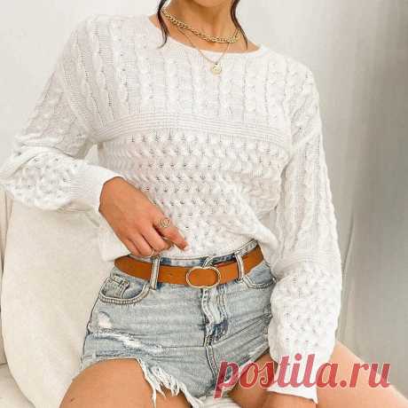 Джемпер с сочетанием жгутов и рельефных переплетений (схема узора)