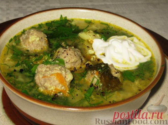 Рецепт: Зеленый борщ с фрикадельками на RussianFood.com
