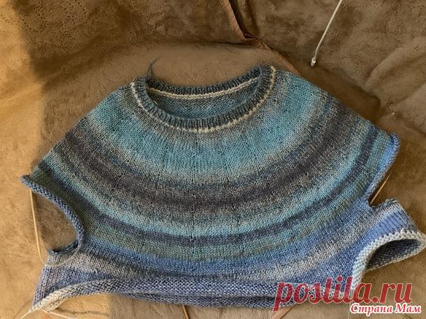 Свитер на круглой кокетке из остатков пряжи - Вязание - Страна Мам