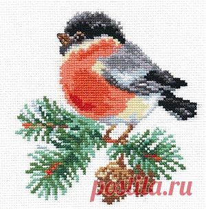 Gallery.ru / Фото #49 - Снегири Зарянки Малиновки - Mosca | crafts | Cross Stitch Bird, Cross stitch and Bird Patterns