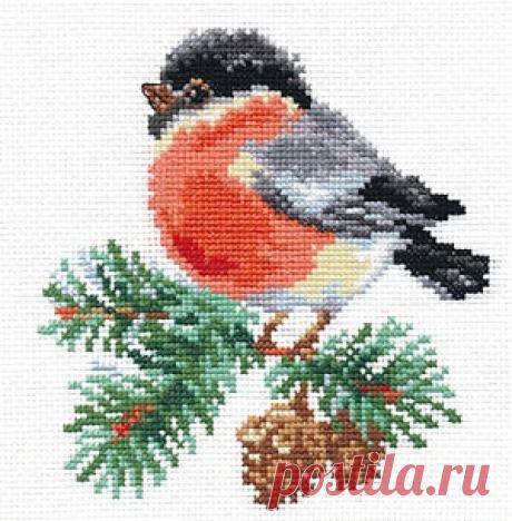Gallery.ru / Фото #49 - Снегири Зарянки Малиновки - Mosca | crafts | Cross Stitch Bird, Cross stitch and Bird Patterns