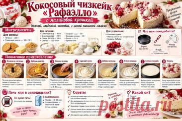Кокосовый чизкейк "Рафаэлло" с малиновой крошкой