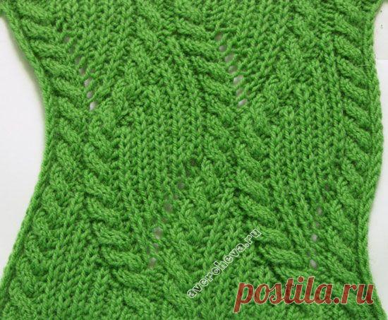узор 346 косы с патентным узором | каталог вязаных спицами узоров