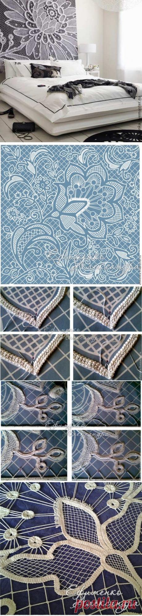 Кружевной коврик над изголовьем кровати - Рукоделие