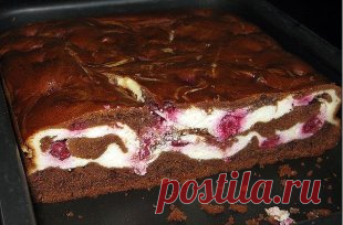 Брауни - шоколадный пирог с творогом и вишней. Очень вкусно! Рецепт под фото. Ставьте 