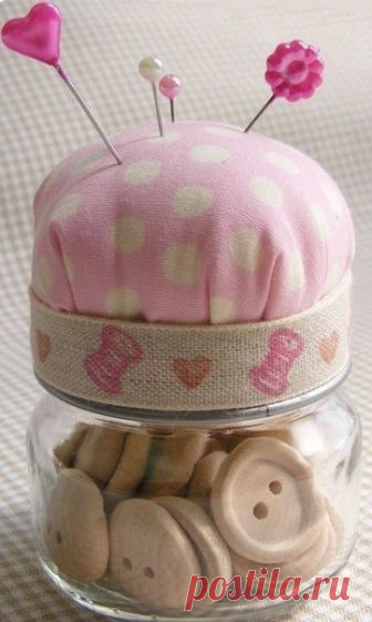 Баночка-игольница — Сделай сам, идеи для творчества - DIY Ideas