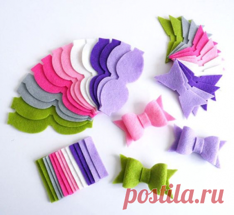 Felt Bows Unassembled Apple Green. Set of 14 bows, DIY supplies