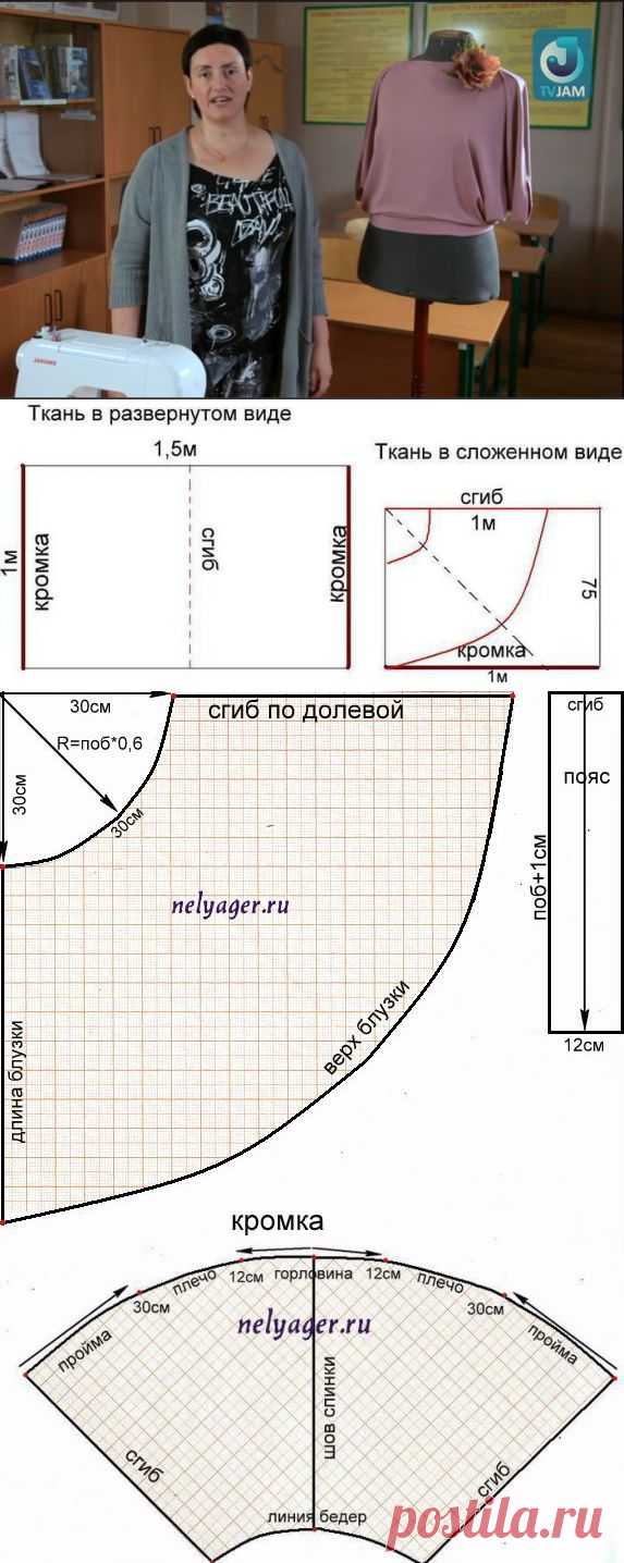 Оригинальная блуза из круга. МК+выкройка
