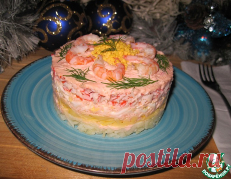 Салат "Нежный" с икрой мойвы – кулинарный рецепт