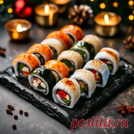 ПРАЗДНИЧНЫЙ СЕТ РОЛЛОВ (нейросеть Шедеврум).