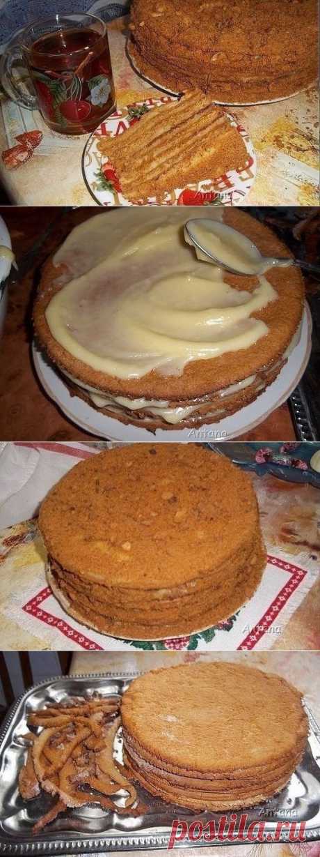Медовик с заварным кремом - нежный, пропитанный, большой...