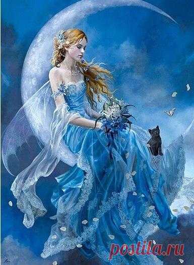 Blue Moon Girl - Комплект для рисования с бриллиантами - Мои картины с бриллиантами