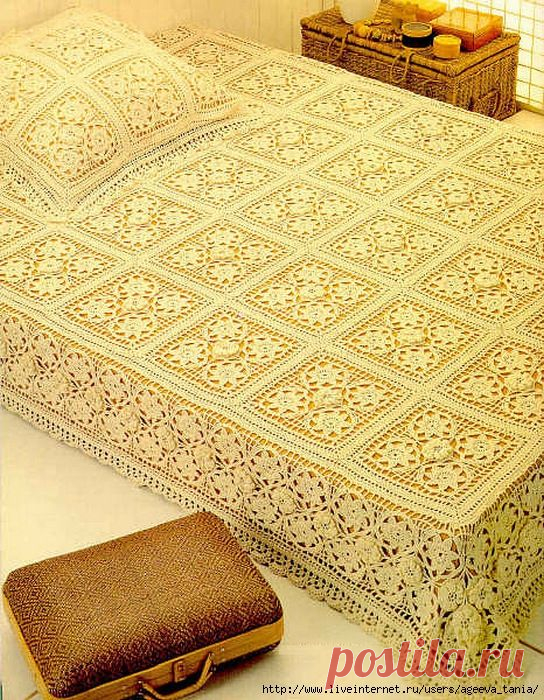 Покрывало крючком (крупные мотивы).