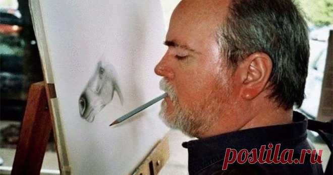Художник, который рисует ртом