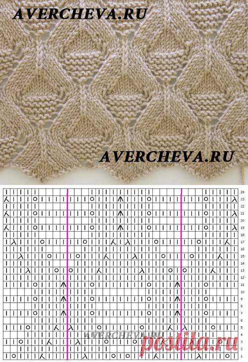 Узор 805 |  каталог вязаных спицами узоров