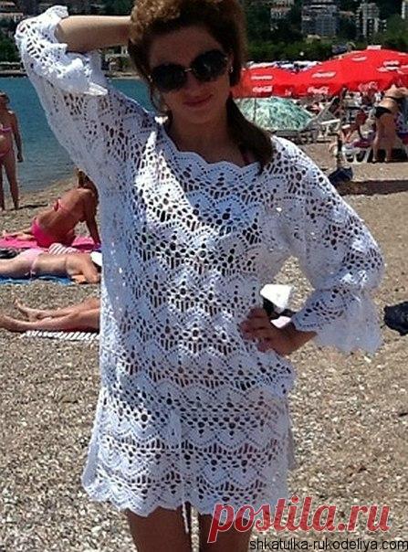 Пляжная туника крючком Пляжная туника крючком узором волны. Пляжная туника крючком схемы