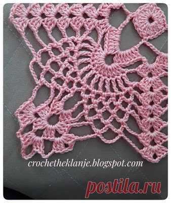 Crochet Heklanje: Квадратный мотив с ananasima для салфетки и скатерти - Моя работа 136