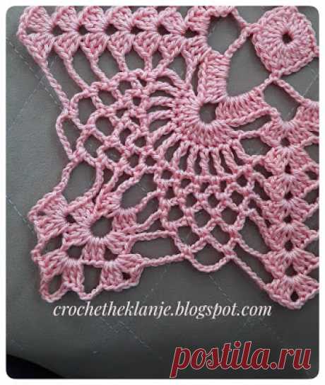 Crochet Heklanje: Квадратный мотив с ananasima для салфетки и скатерти - Моя работа 136