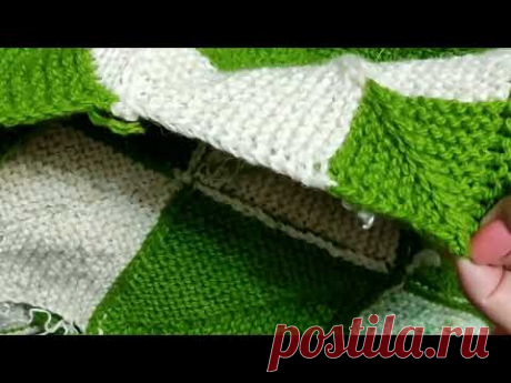 🧶Плед "Диагональ", пэчворк спицами