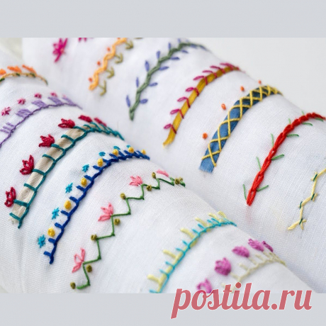 Красивые швы в ручной вышивке