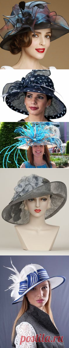 Designer Jewel Blue Organza Fashion Church Dress Derby Hats for Women SKU-158534 | Головные уборы | Шляпы для дерби, Церковь и Платья для посещения…