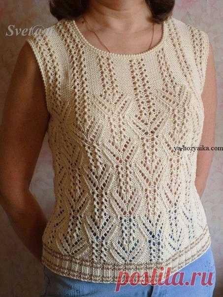 Летняя кофточка спицами.Схема http://ya-hozyaika.com/vyazanie-spitsami/bluza-kofta-..