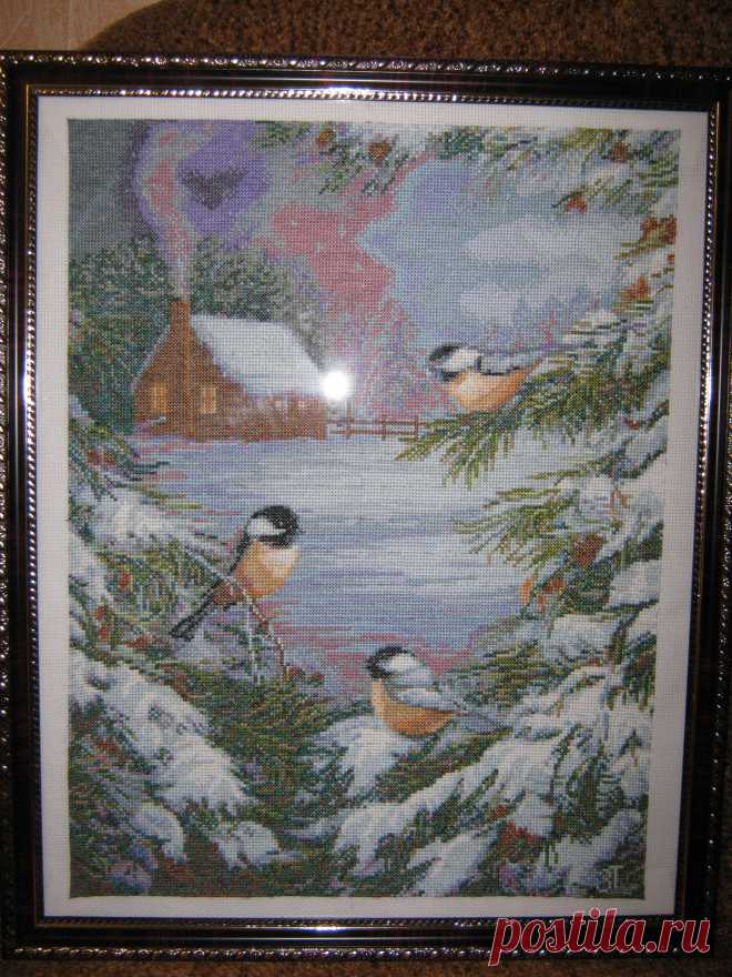 Картина вышита крестиком "В ожидании чуда".