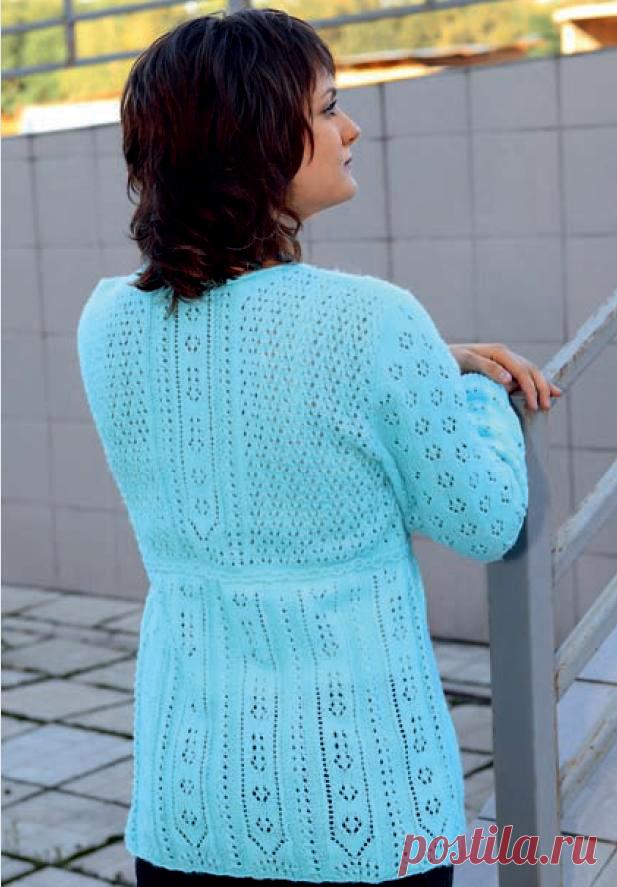 Вязание крючком и спицами - Пуловер с ажурной кокеткой