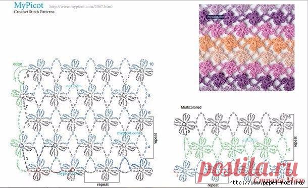 Большая коллекция узоров крючком. Часть 1