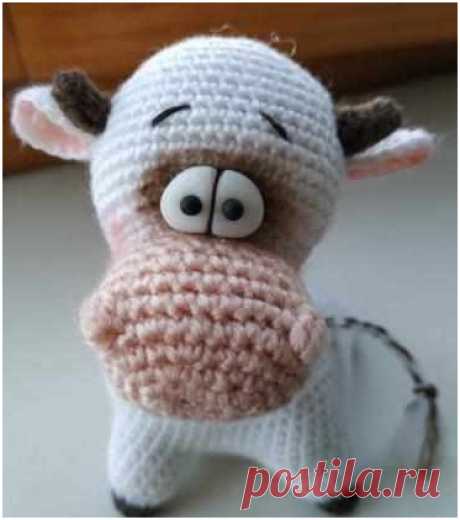 PDF Бычок - голова на бочок крючком. FREE crochet pattern; Аmigurumi animal patterns. Амигуруми схемы и описания на русском. Вязаные игрушки и поделки своими руками #amimore - корова, коровка, телёнок, бык, маленький бычок.